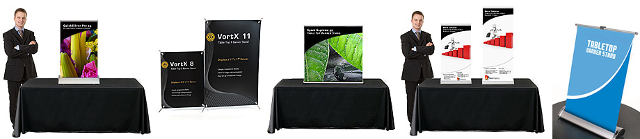 table top banner stands